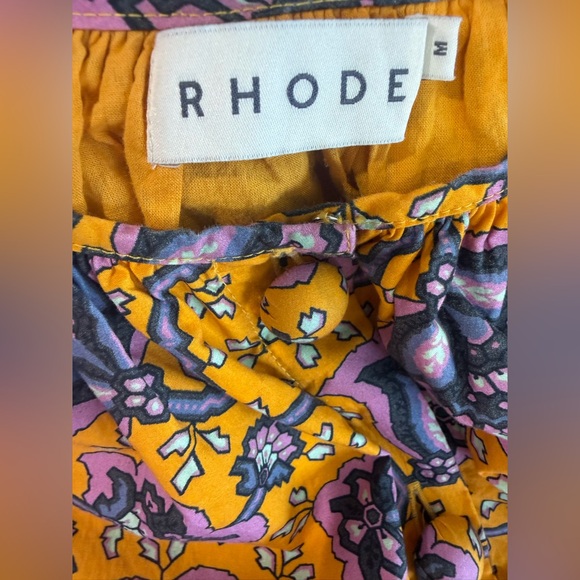 Rhode Paloma Dress in Gold Lotus‎ Print Oversized Button Resort Chic Medium - Picture 11 of 15